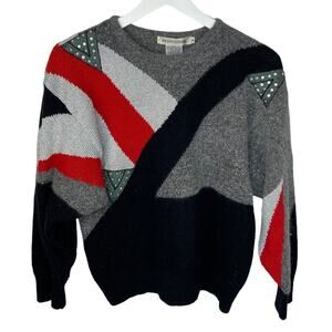 Vintage Silk Blend Embellished Bold Pattern Sweater - Women's Size M